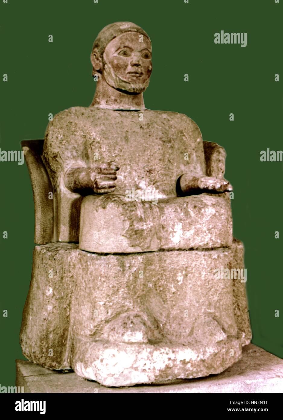 L'art étrusque, statue cinéraire 5ème siècle B.C. Italie Musée National de Palerma Banque D'Images
