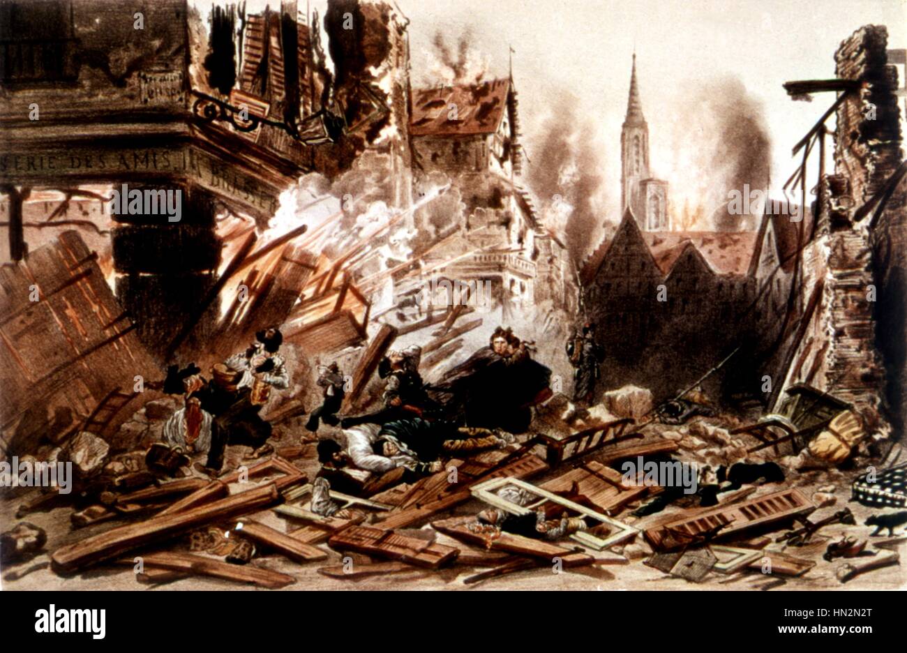 Bombardement de Strasbourg, le 8 août, 1870 France, Alsace 1870 Guerre franco-allemande Banque D'Images