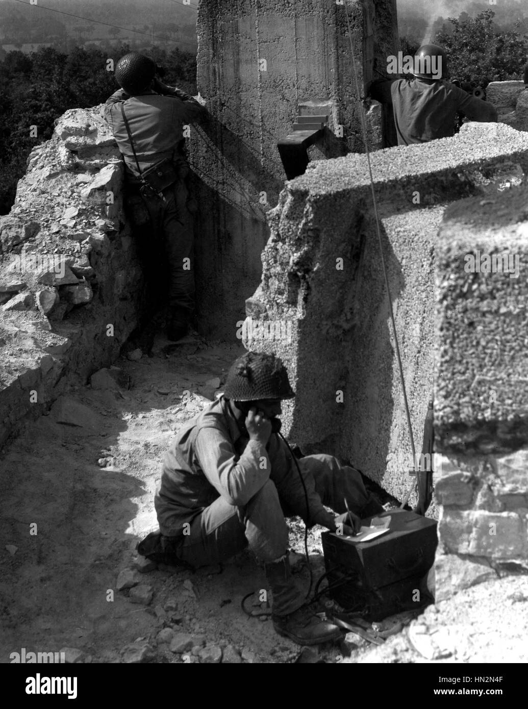 Soldats américains après le débarquement en Normandie en juin 1944 La France, la Seconde Guerre mondiale Guerre mondiale archives nationales, Washington Banque D'Images