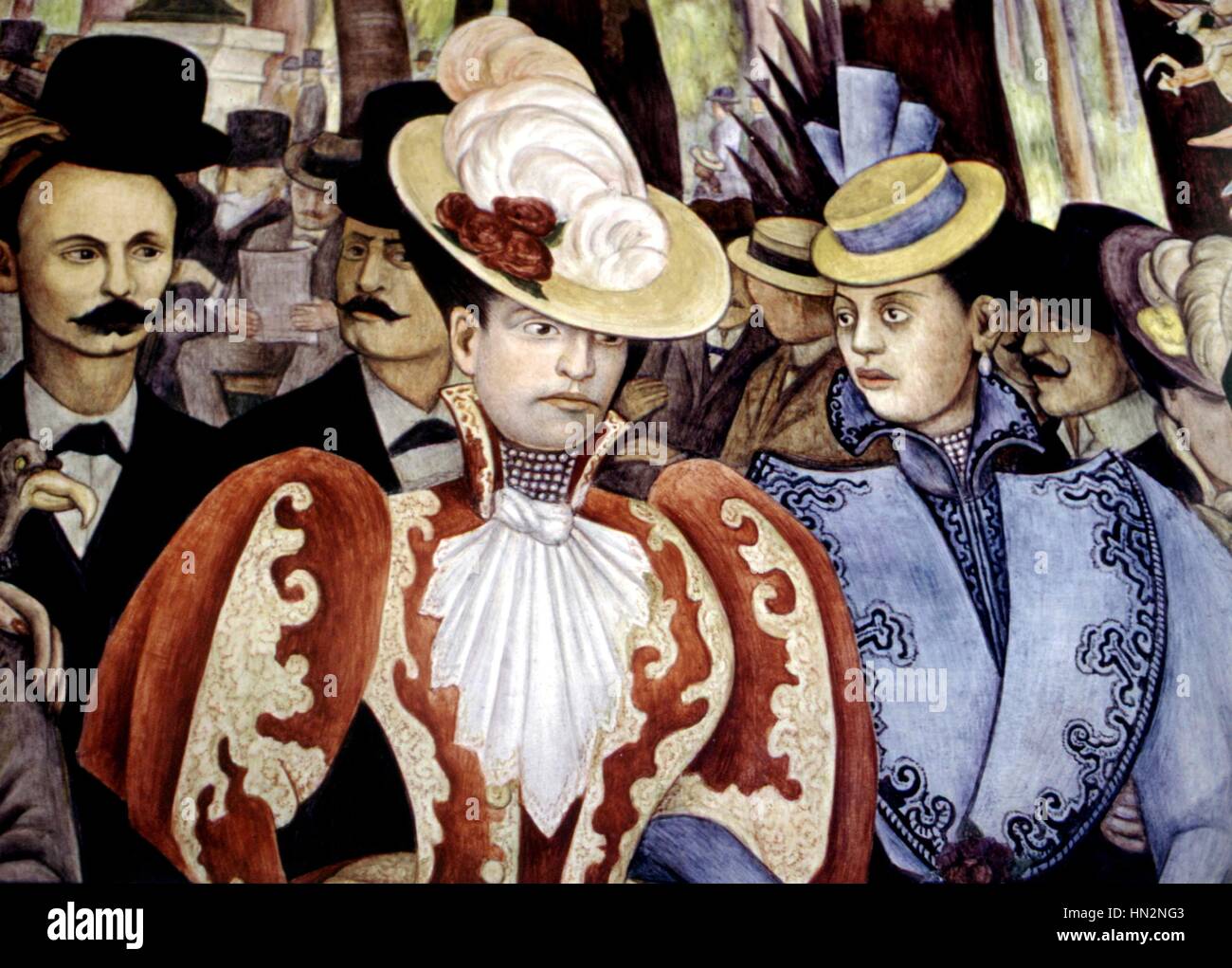Fresque de Diego Rivera, fresque de l'Hôtel Prado. Portrait de Jose Marti 20e siècle Mexique Photo Alexis Grivas Banque D'Images