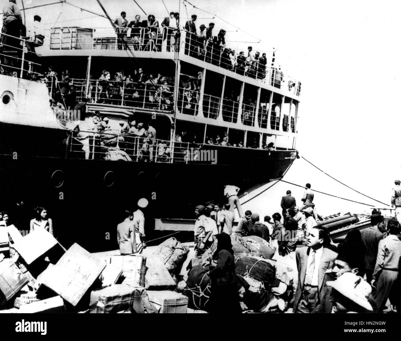 Les Arabes de quitter la Palestine en bateau pour aller au Liban 30 avril 1948 Palestine, Israël, les National Archives de Washington Banque D'Images