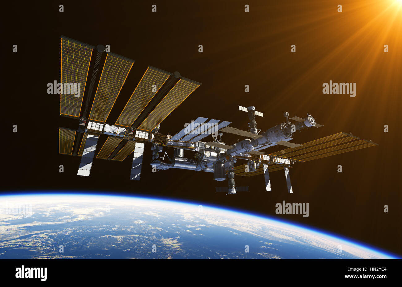 Station spatiale internationale dans l'espace Banque D'Images