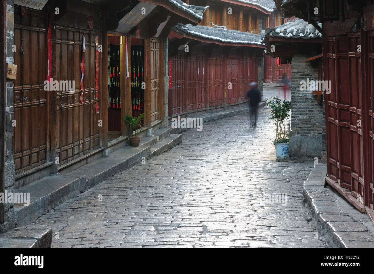 Vieille ville de Lijiang, la rue., la Chine. La province du Yunnan Banque D'Images