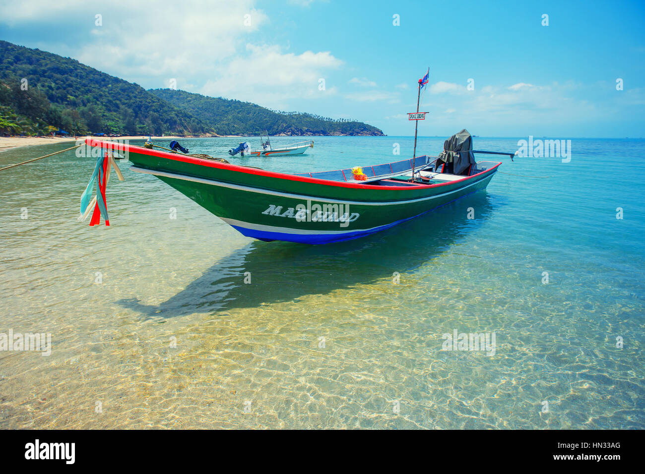 Koh Ma plage avec voile à l'île de Koh Phangan, Thaïlande Banque D'Images