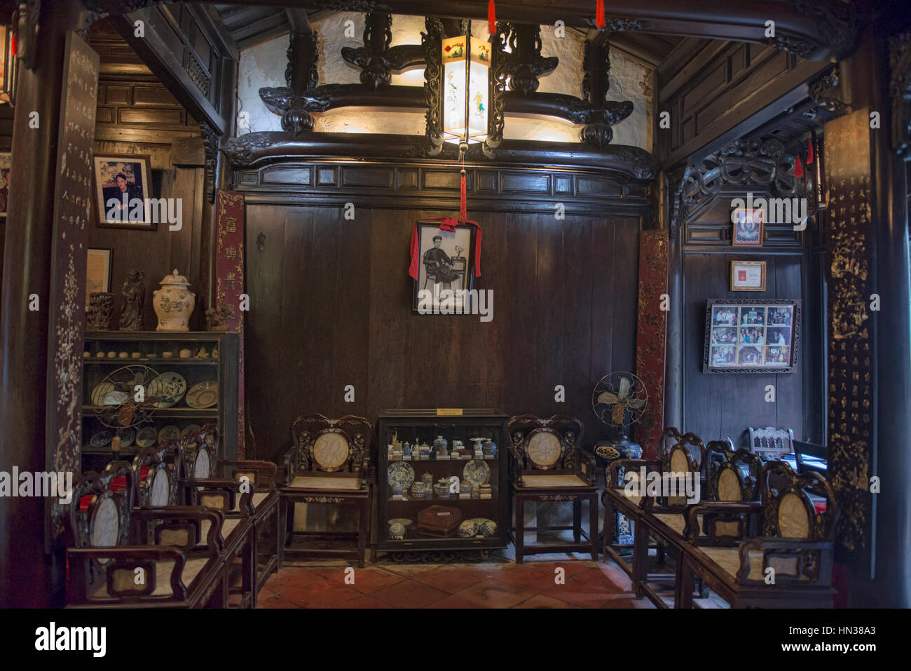 Intérieur de l'ancienne maison de Tan Ky, une maison du patrimoine à Hoi An, Vietnam Banque D'Images