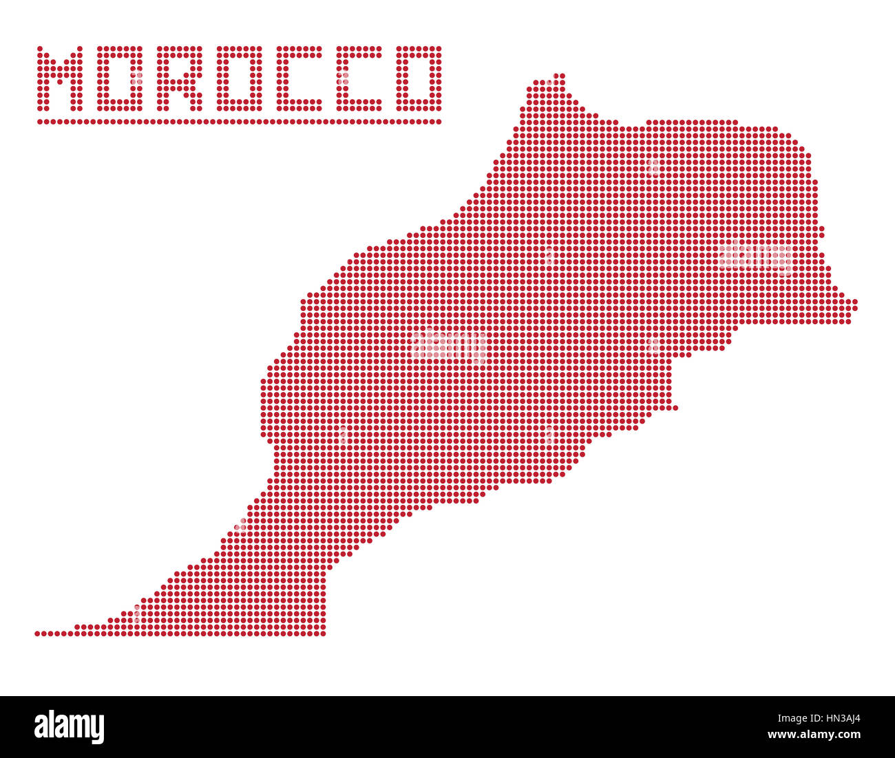 Un point carte du Maroc isolé sur fond blanc Banque D'Images