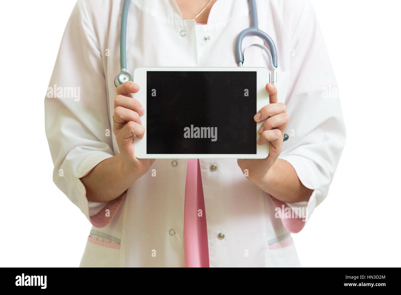 Close up of female doctor holding tablet pc Banque D'Images