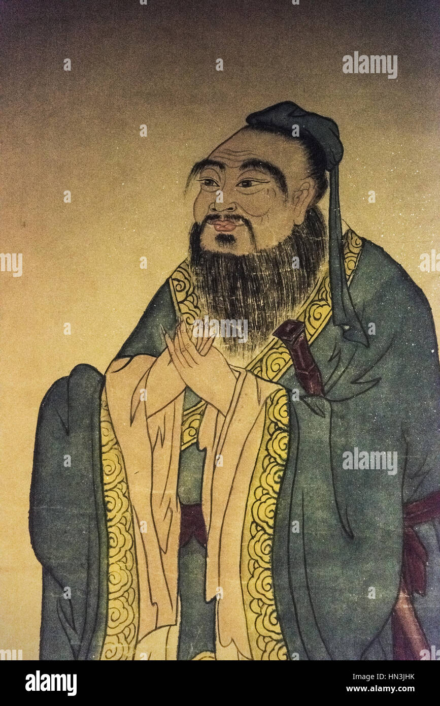 Peinture de Confucius, Chine Banque D'Images