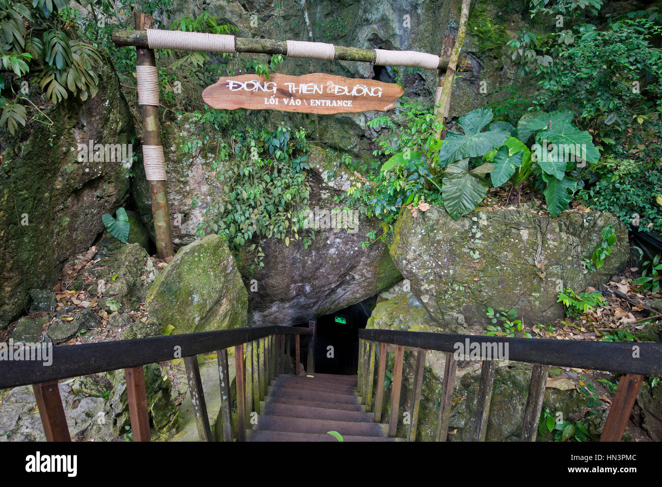 Entrée de grotte calcaire, Grotte Thiên Đường, parc national de Phong Nha-Ke Bang, Phong Nha, Quang Binh, Vietnam Banque D'Images