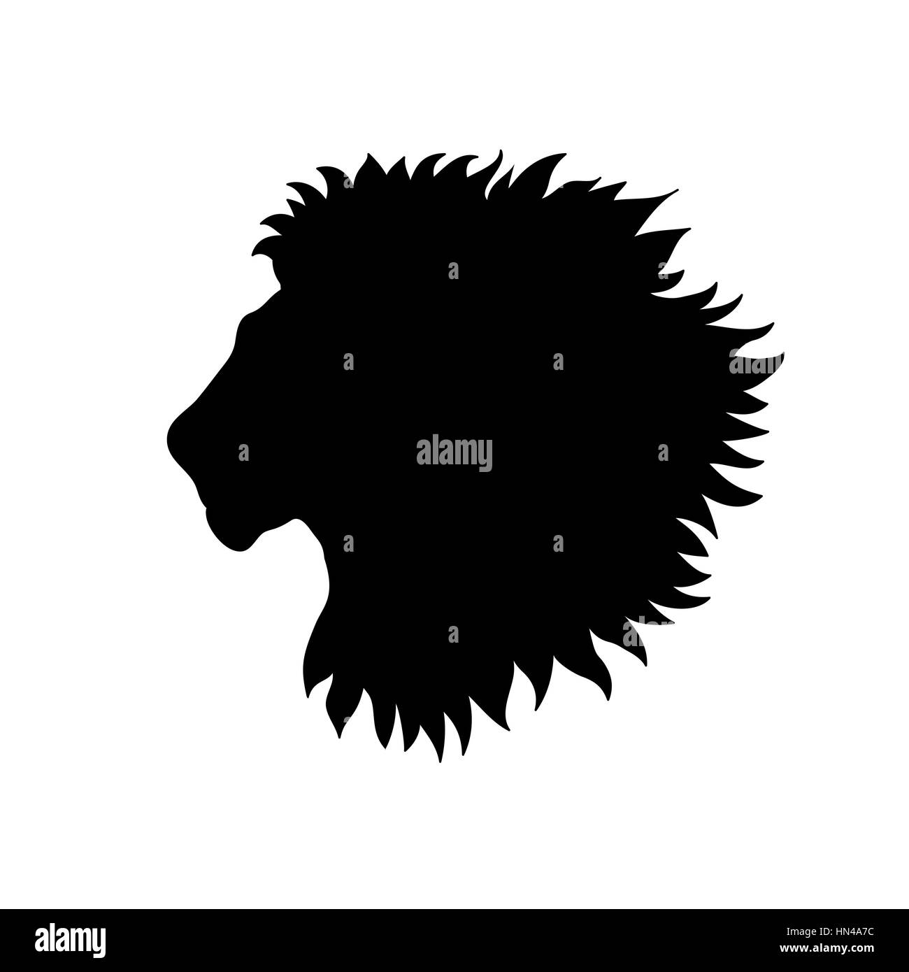 Tête de lion lion animal d'Afrique. vector illustration silhouette isolée face Illustration de Vecteur