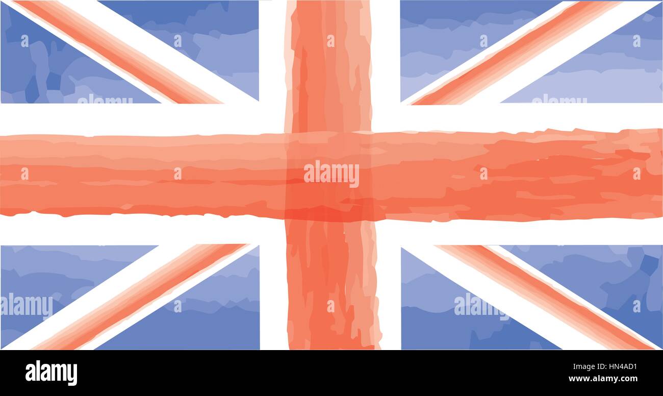 Drapeau anglais. La Grande Bretagne à l'aquarelle texture peint isolé drapeau angleterre voyage d'illustration vectorielle sign Illustration de Vecteur