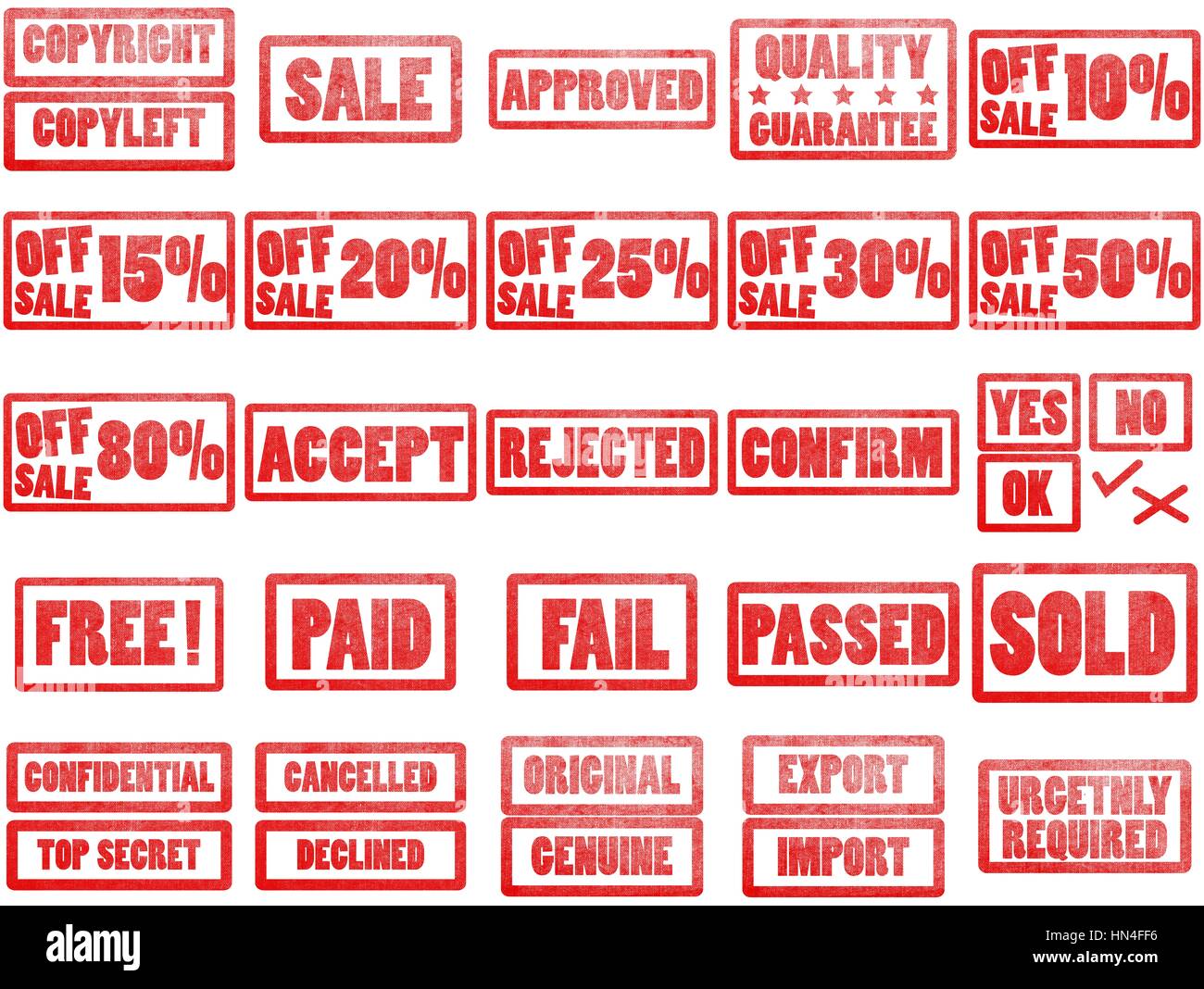 Ensemble de la collection de timbres en caoutchouc pour affaires et document officiel. Banque D'Images