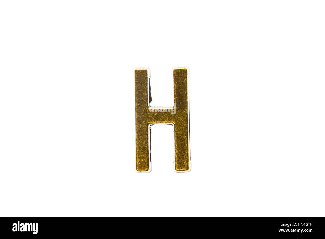 Lettre 'H' or type classique style retro vintage texte capital luxe or english isolated on white Banque D'Images