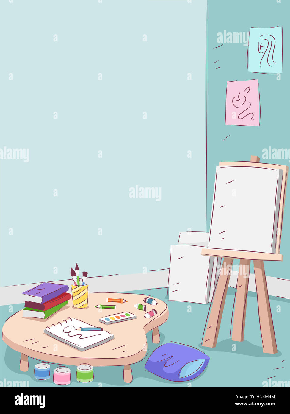 Illustration avec l'intérieur d'une salle d'Art Banque D'Images