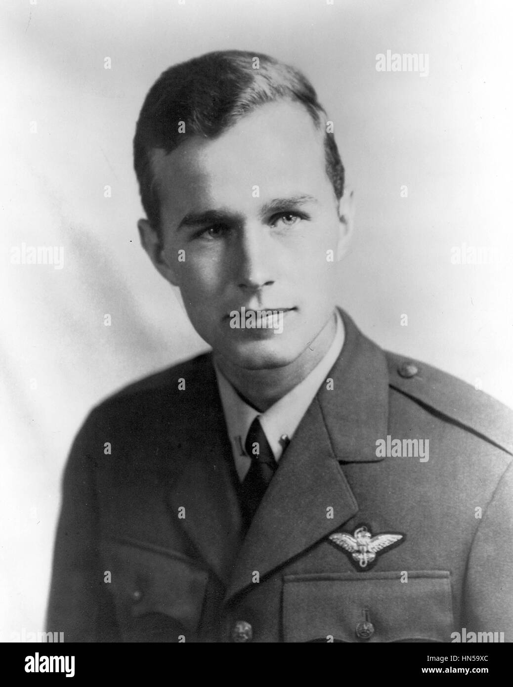GEORGE H.W.Bush Président des États-Unis comme un pilote de l'US Navy en 1944 Banque D'Images
