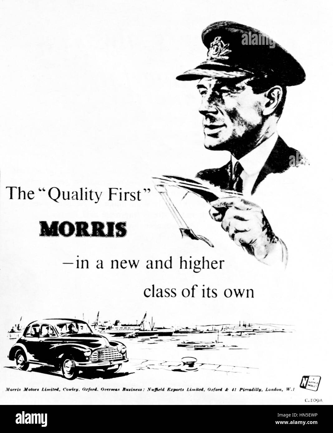 1950 magazine publicité pour les voitures Morris. Banque D'Images