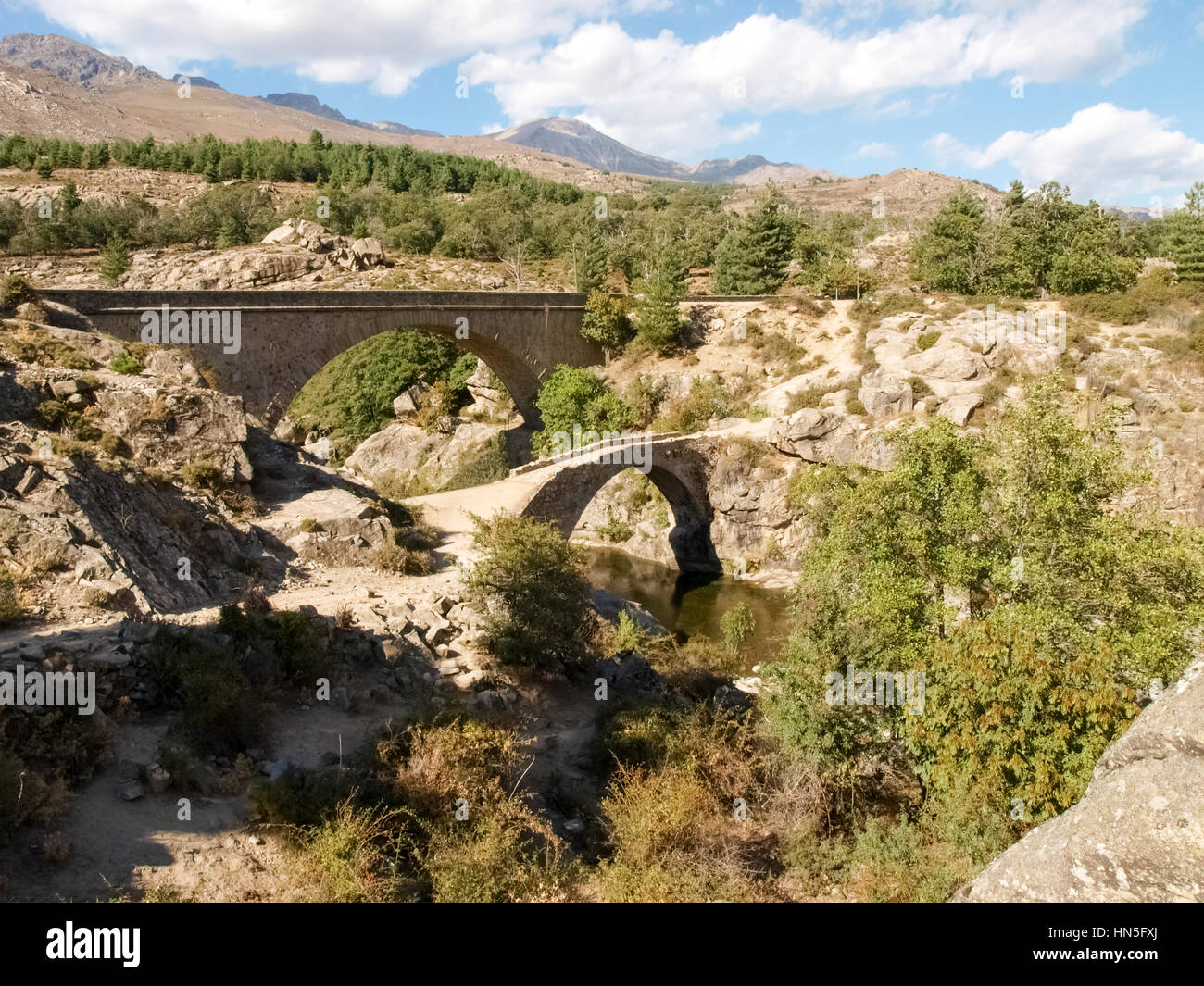 Albertacce Corse, France : Albertacce, vieux pont de pierre Banque D'Images