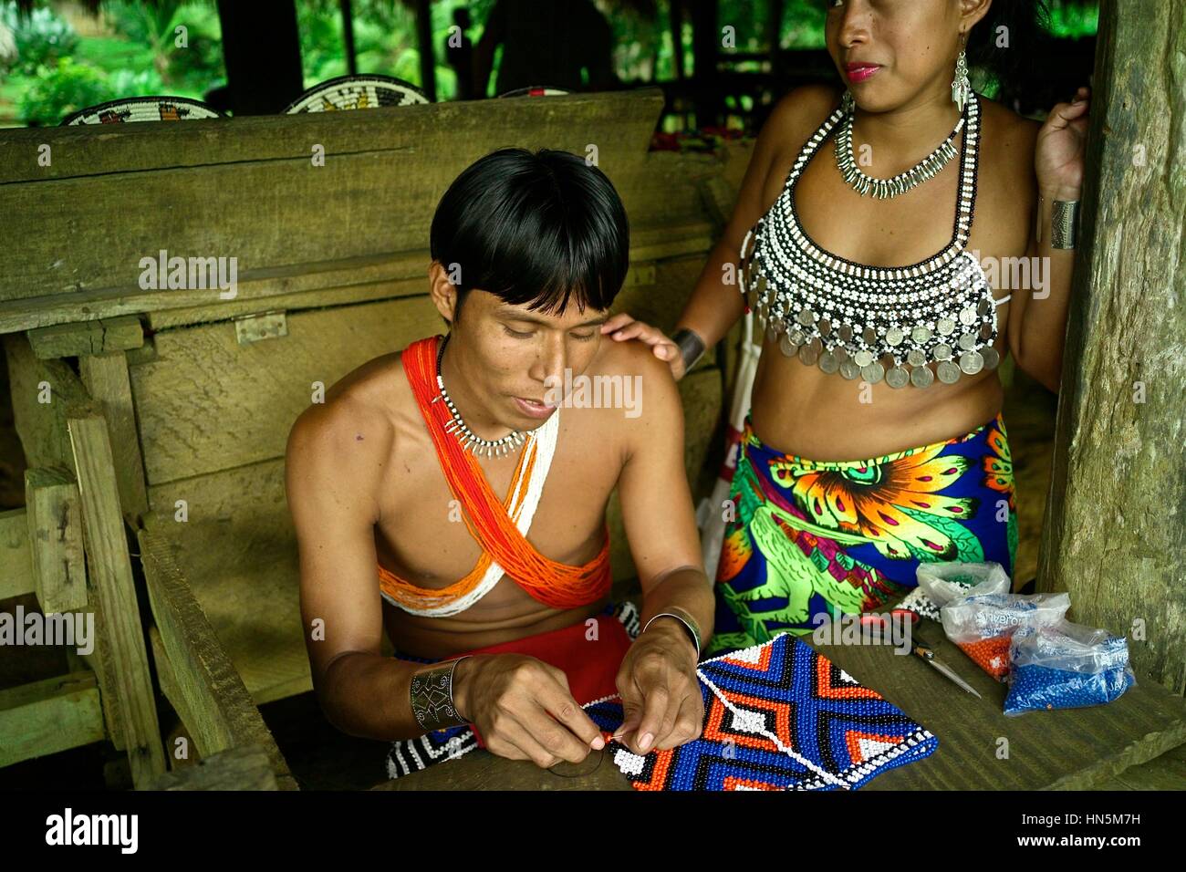 Communautés Embera sont dispersés dans ce désert à la frontière, en grande partie protégés dans les parcs nationaux, y compris 318 000 hectares et le parc national de Chagres adjo Banque D'Images