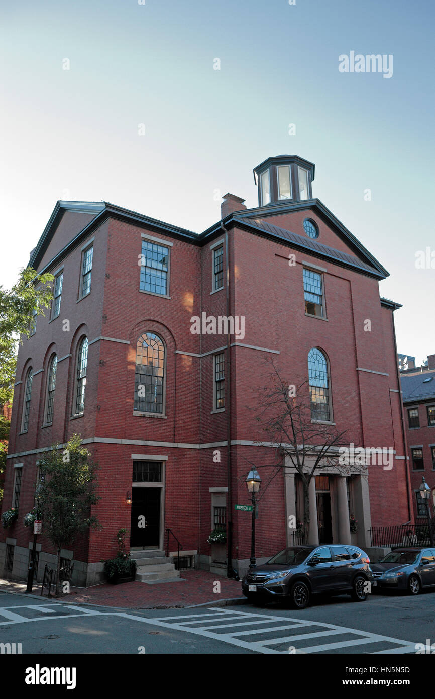 L'École de Phillips, l'une des premières écoles intégrées à Boston, Black Heritage Trail, Beacon Hill, Boston, Massachusetts, United States. Banque D'Images