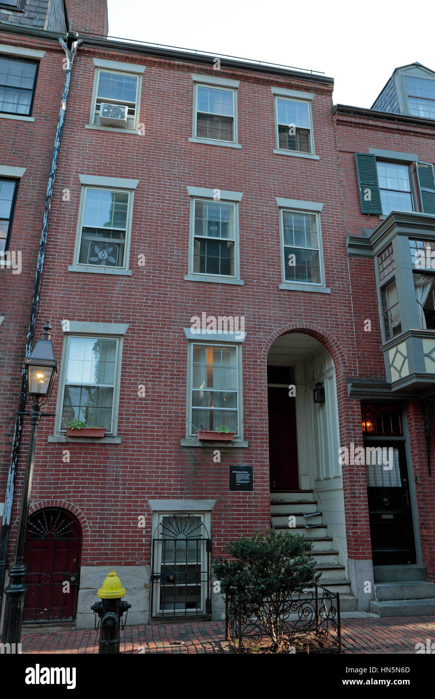 L'accueil de Bronson Alcott, 20 Pinckney Street, sur la Piste du patrimoine noir, Beacon Hill, Boston, Massachusetts, United States. Banque D'Images