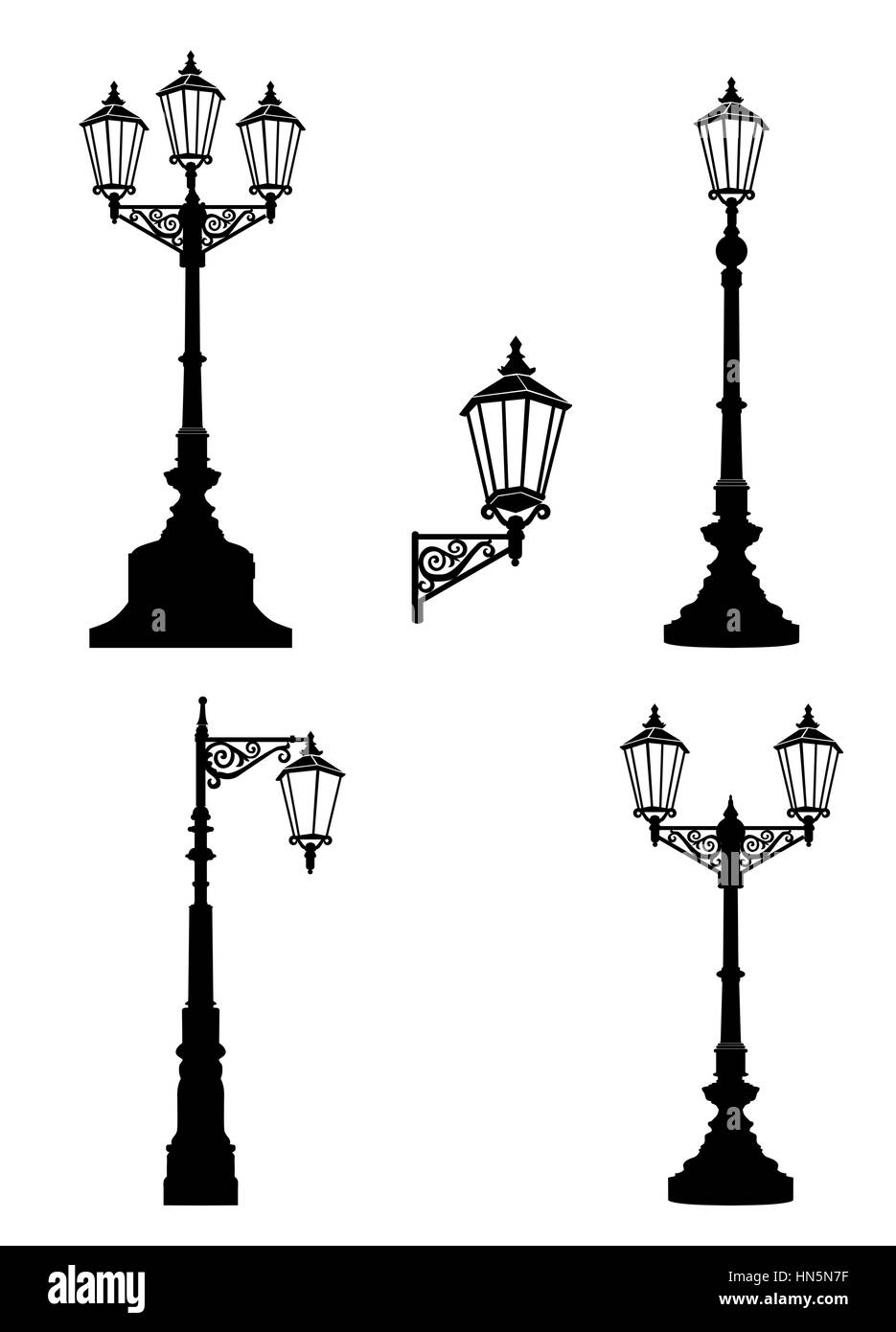 Lampe de rue. L'éclairage de rue collection rétro. Illustration de Vecteur