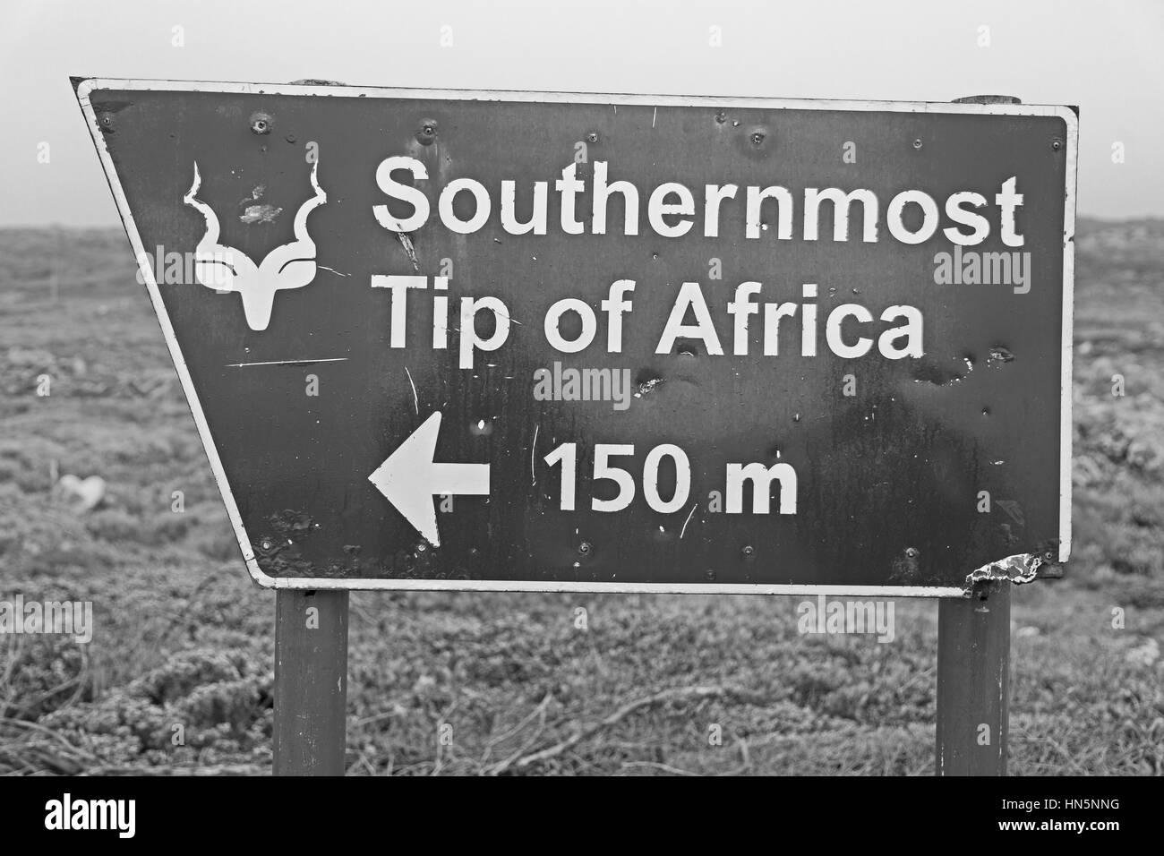 En Afrique du sud du cap des panneaux routiers les plus agulahs point d'Afrique du Sud Banque D'Images