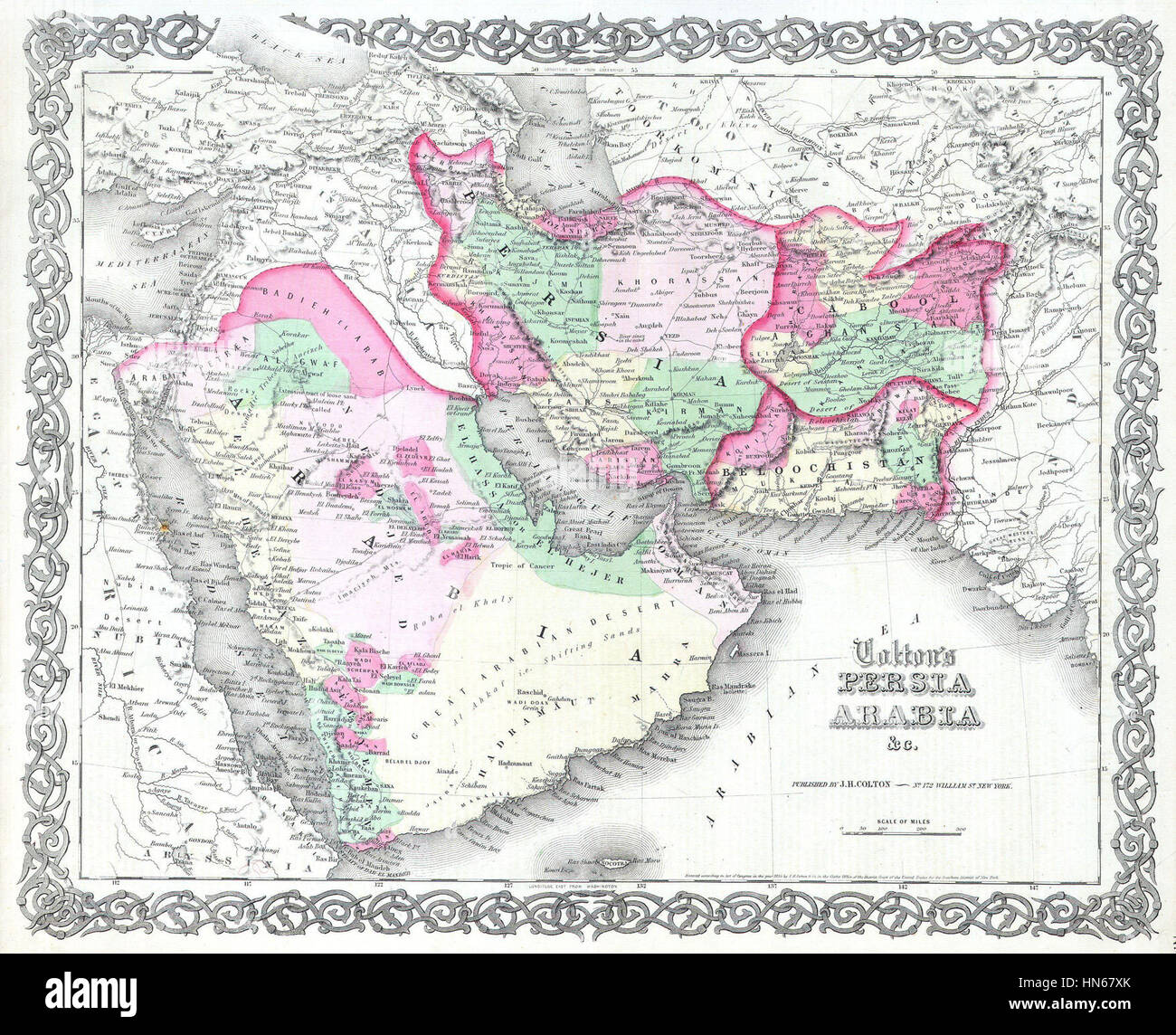 L'Iraq, Israël et l'Afghanistan ) - Geographicus - PersiaArabia-c-55, 1855 Colton site de Perse ( ^ Saoudite Arabie Saoudite Banque D'Images