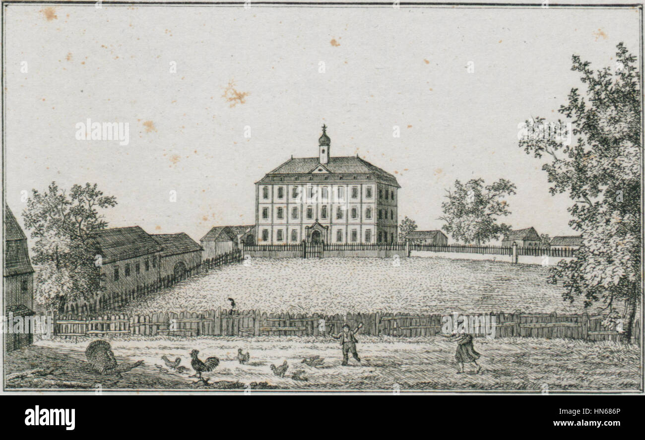 Zgornja - gez. S. Kölbl - J.F.Kaiser Ansichten der Steiermark 1830 Lithografirte (2), 233 - Polskova Oberpulsgau Schloss Banque D'Images