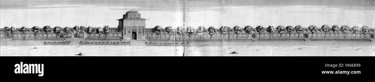 '35 Chardin Ali Qapu' fait référence à une représentation du palais Ali Qapu à Ispahan, en Iran, qui a été peint par l'artiste français Jean-Baptiste-Siméon Chardin vers 1705, mêlant influences artistiques occidentales et orientales. Banque D'Images