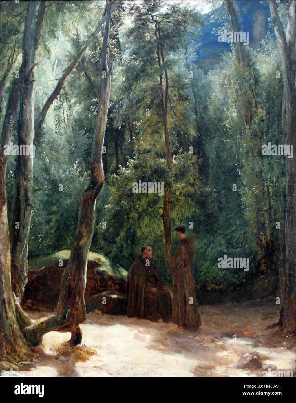 1830 Zwei Blechen Mönche im Park von anagoria Terni Banque D'Images