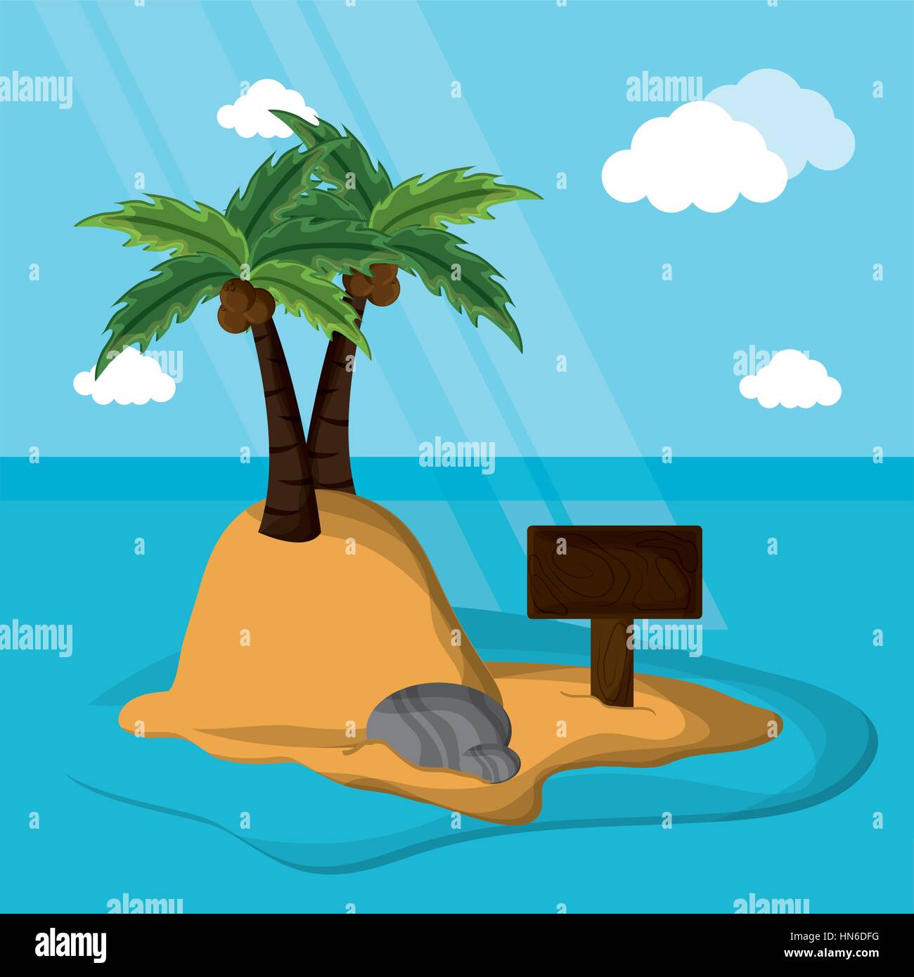 Coco Palm Desert Island sand rock Illustration de Vecteur