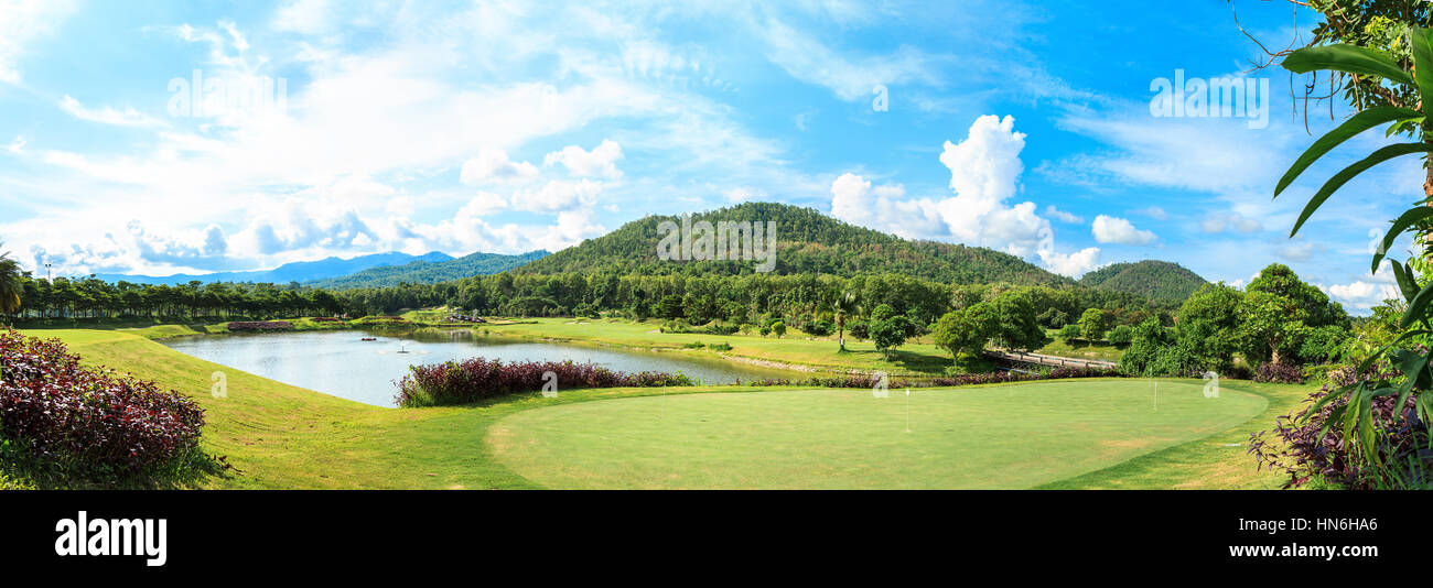 Très beau panorama paysage golf, Golf resort à Lamphun Province, la Thaïlande. Banque D'Images
