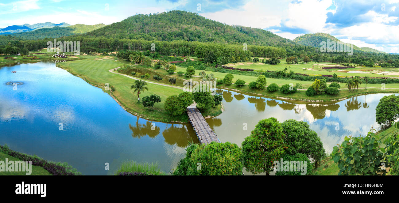 Très beau panorama paysage golf, Golf resort à Lamphun Province, la Thaïlande. Banque D'Images