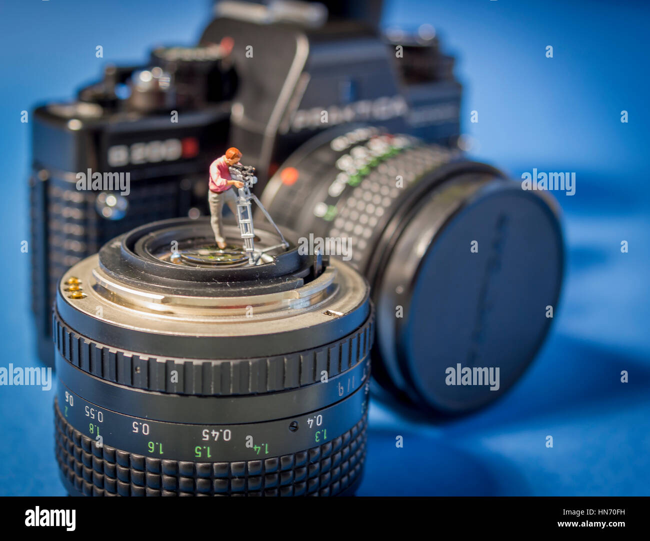 Le monde en miniature de la photographie Banque D'Images