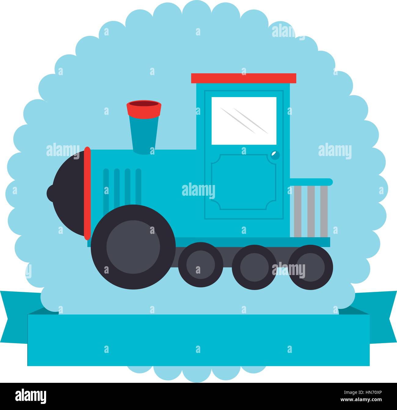 Silhouette colorée avec le train jouet en cercle avec ruban vector illustration Illustration de Vecteur