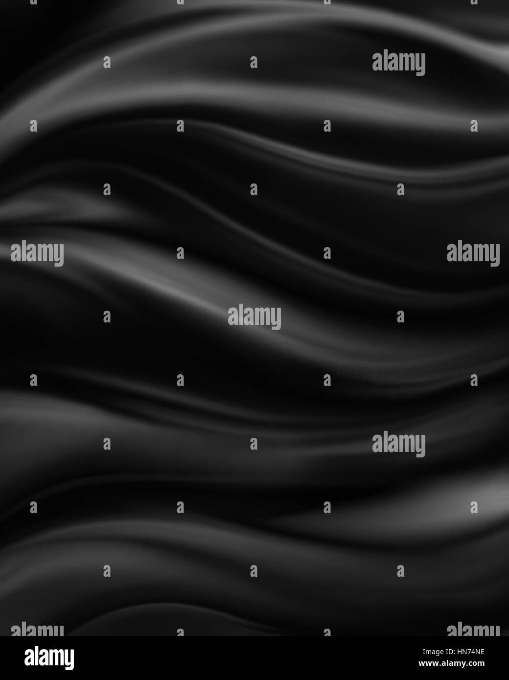 Résumé fond noir d'un chiffon ou d'ondes liquides illustration de plis ondulés de la texture de la soie ou satin matière velours gris ou fond de luxe ou wa Banque D'Images