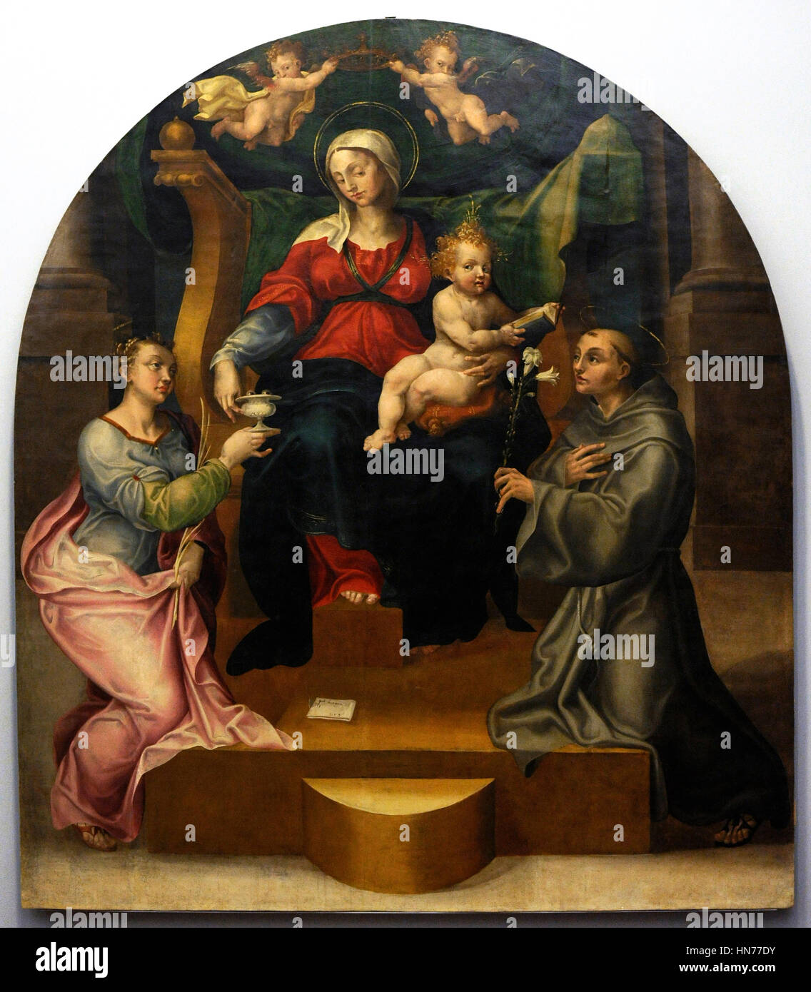 Pietro Negroni (1503-1565). Peintre italien. La Vierge et l'enfant avec Sainte Lucie et Antoine de Padoue, 1544 Renaissance. Musée de Capodimonte. Naples. L'Italie. Banque D'Images