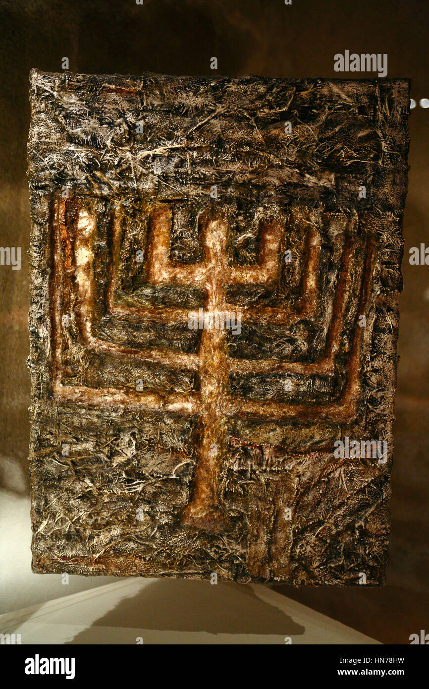 Italie Piémont Casale Monferrato : Synagogue juive Musée Musée Juif de l'Illumination lampe chanukkah : Roberto Carpani Fred Charap et Plexiglas 2007 Technique mixte sur toile Banque D'Images