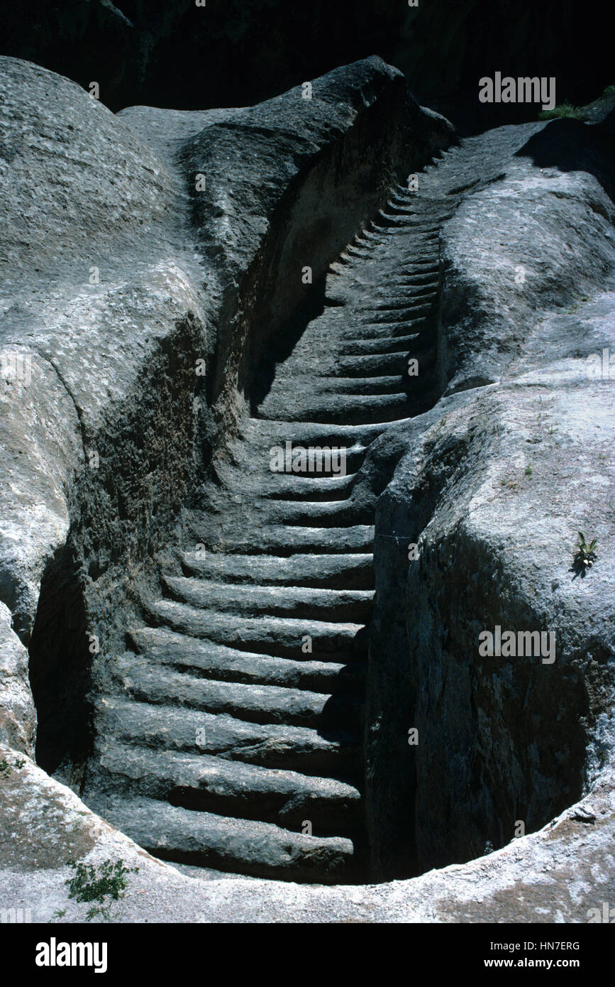 Phyygian Rock-Cut Étapes escaliers Escalier ou chez Midas Sehri, aka, Yazilkaya Yazilkaya phrygien Midas Kenti, une fois ou un grand centre de la civilisation phrygienne (c1200-700BC) près d'Eskisehir, Anatolie centrale, Turquie Banque D'Images