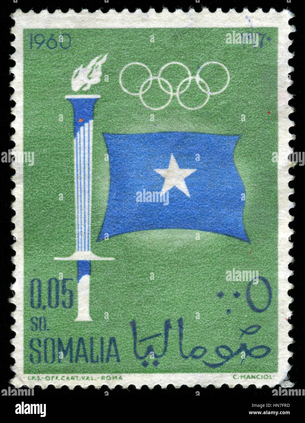 Timbre cachet de la Somalie dans les Jeux Olympiques d'été 1960 - Rome série émise en 1960 Banque D'Images