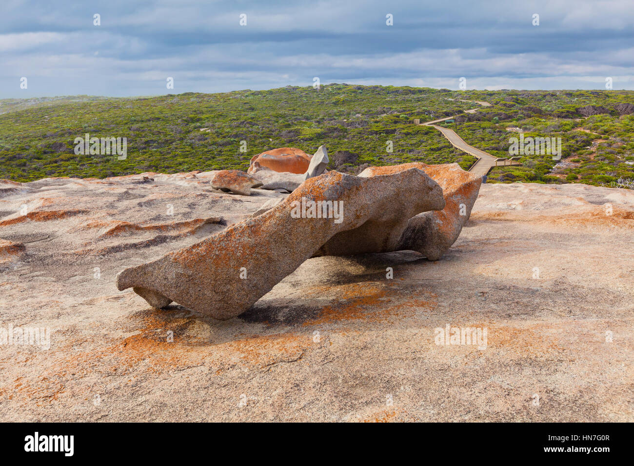 L'un des rochers remarquables comme à la tête de dragon. Parc national de Flinders Chase, Kangaroo Island, Australie du Sud Banque D'Images