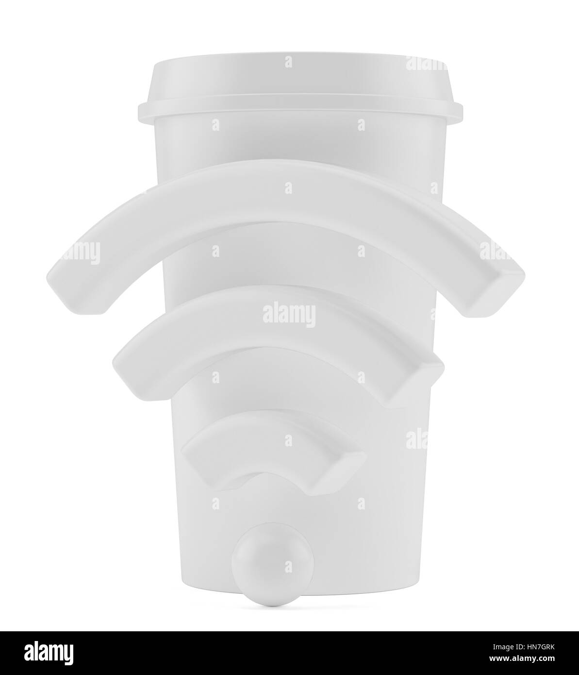 Zone de connexion Wi-Fi gratuite. Tasse avec signal sans fil. Le rendu 3D Banque D'Images