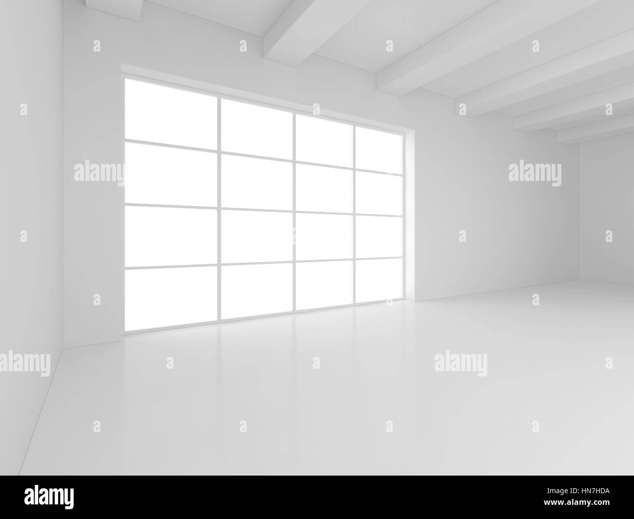 La lumière blanche et grande fenêtre. Le rendu 3D Banque D'Images
