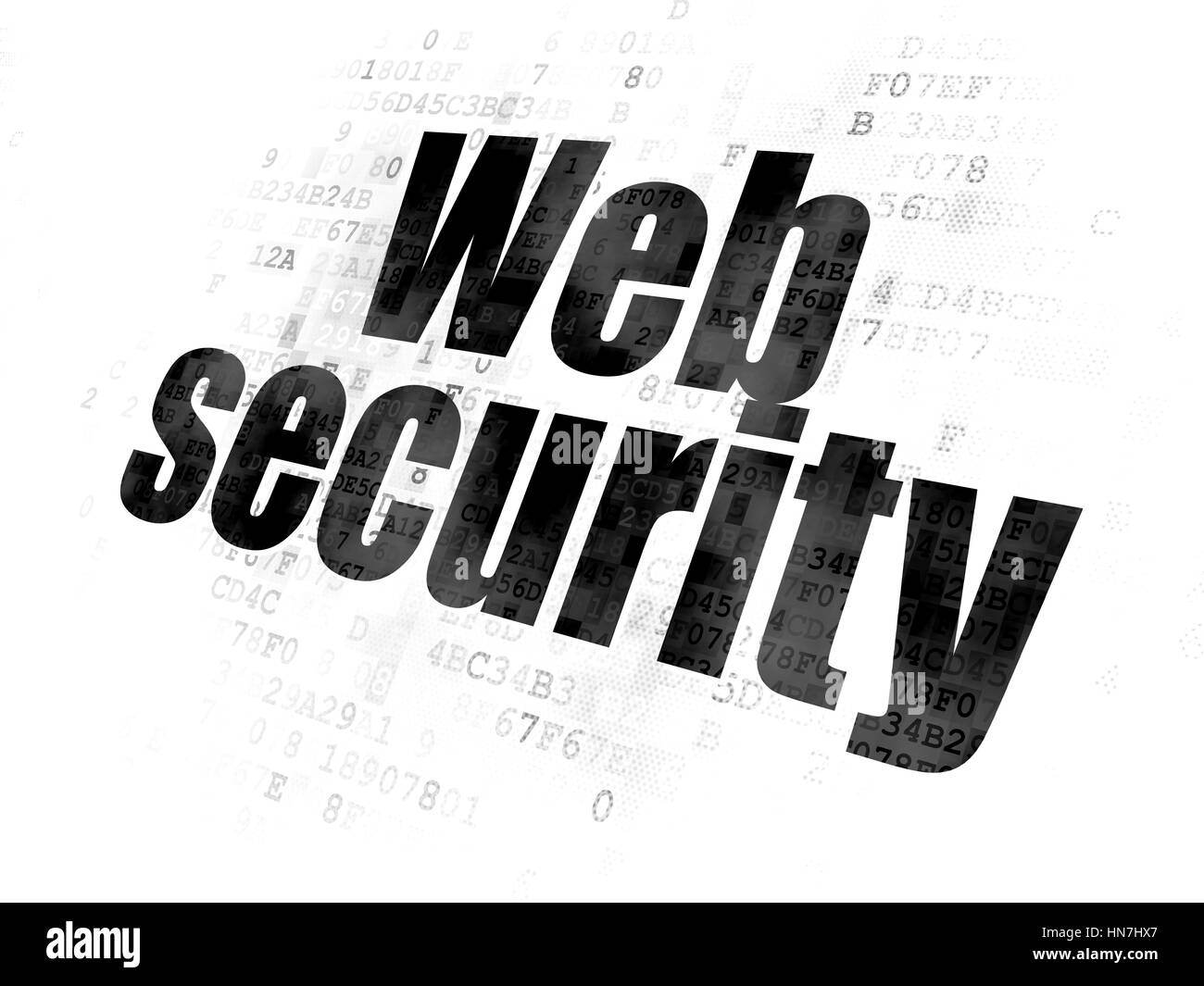 Développement Web : concept de sécurité Web texte noir pixélisé sur fond numérique Banque D'Images