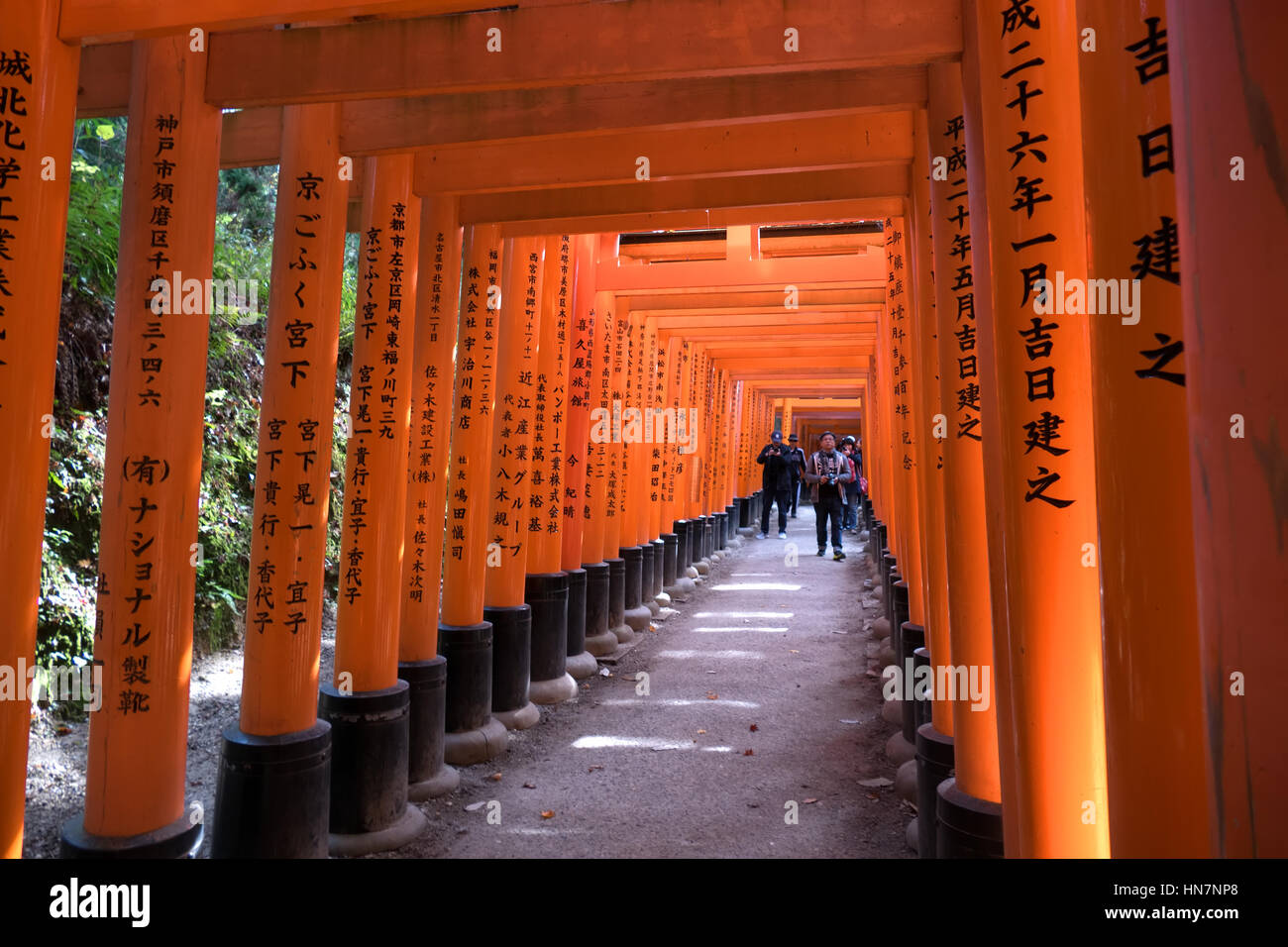 Sanctuaire Fushimi Inari ou Fushimi Inari Taisha, un temple Shinto à Kyoto, Japon, Asie. Monument historique Japonais, Asiatique avec les gens, les touristes, les visiteurs Banque D'Images