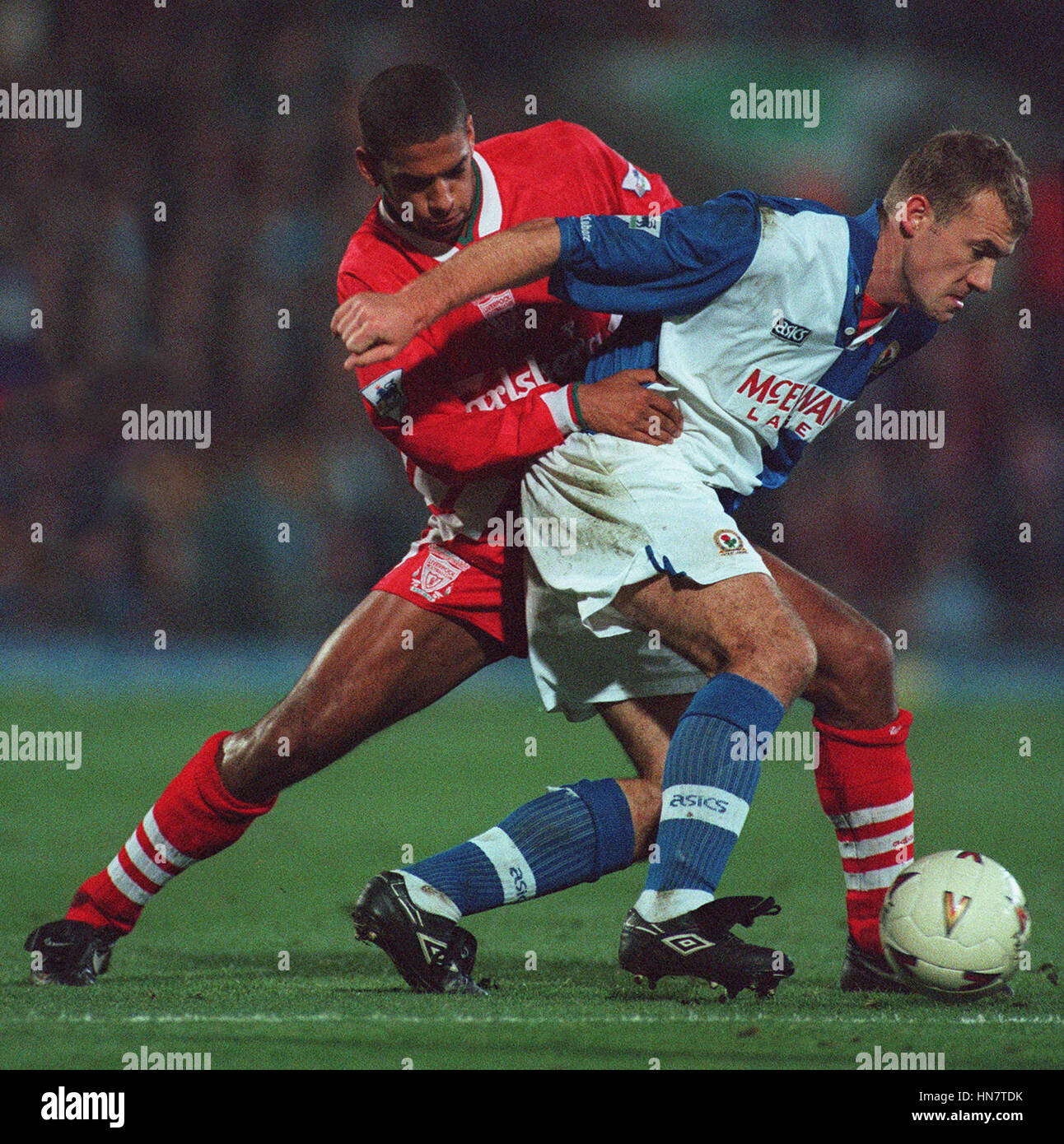 ALAN SHEARER & PHILIP BABB Blackburn Rovers FC V 01 Décembre 1994 Banque D'Images