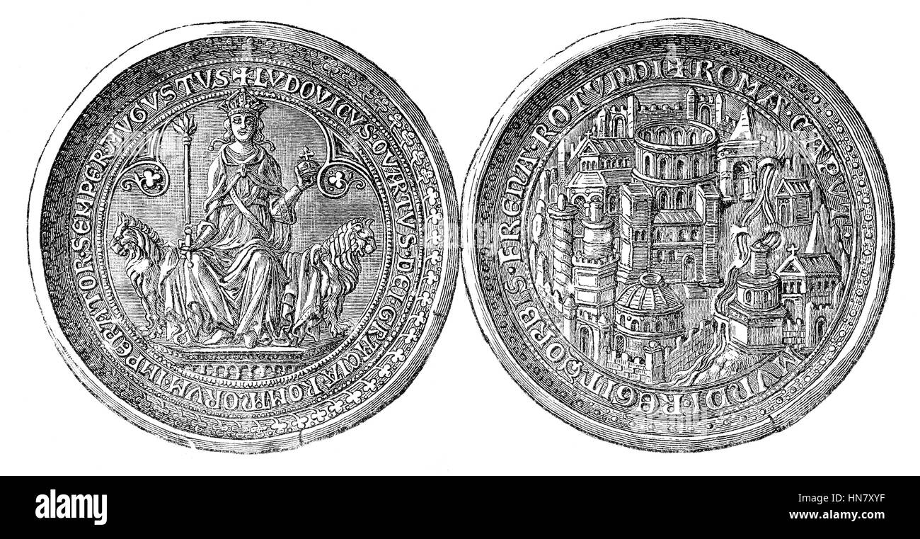 Bulle d'or de Louis IV, 1282-1347, appelé le bavarois, maison de Wittelsbach, Saint Empereur romain Banque D'Images