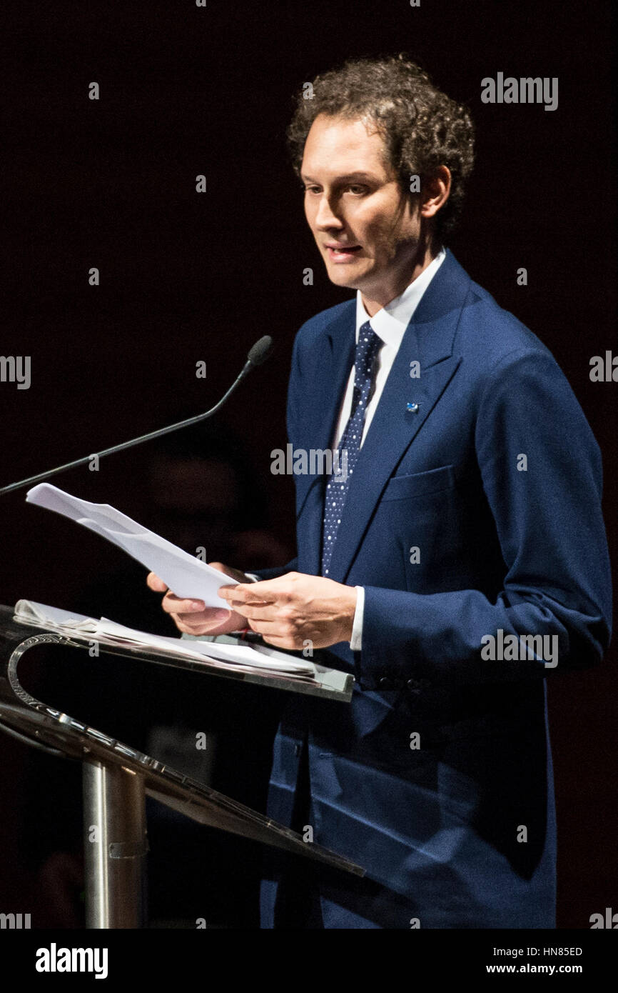 Turin, Piémont, Italie. Feb 9, 2017. John Elkann durant la célébration des 150 ans de La Stampa à Auditorium Lingotto à Turin, Italie Crédit : Stefano Guidi/ZUMA/Alamy Fil Live News Banque D'Images