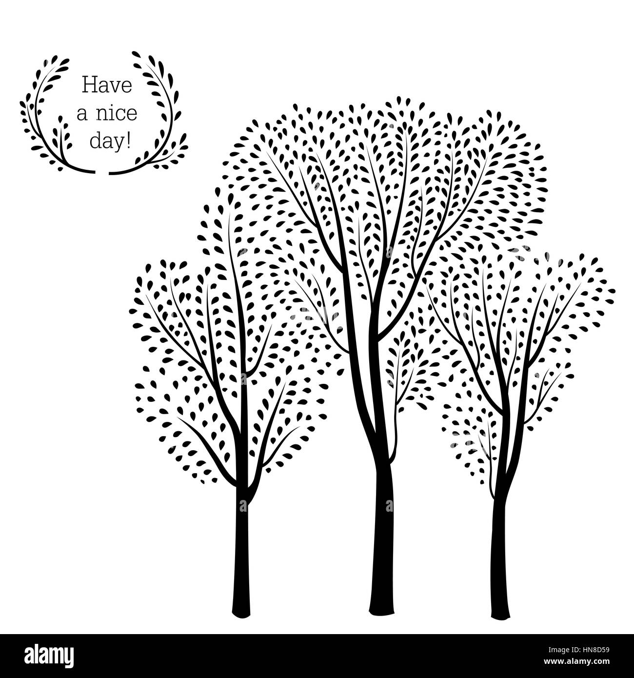 Forêt d'automne arrière-plan. Feuilles d'automne et les arbres avec carte floral frame. bonne journée avec cartes florales la silhouette des arbres. vector illustratio Illustration de Vecteur