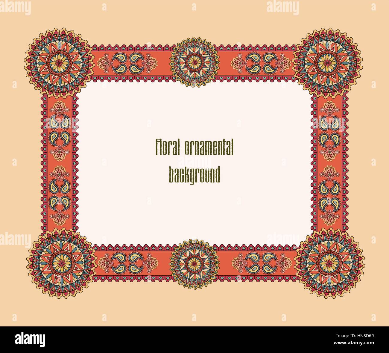 Abstract floral frame border ornement géométrique.. arrière-plan ethnique oriental mandala. L'islam, arabe, indienne, motifs ottomans. Illustration de Vecteur